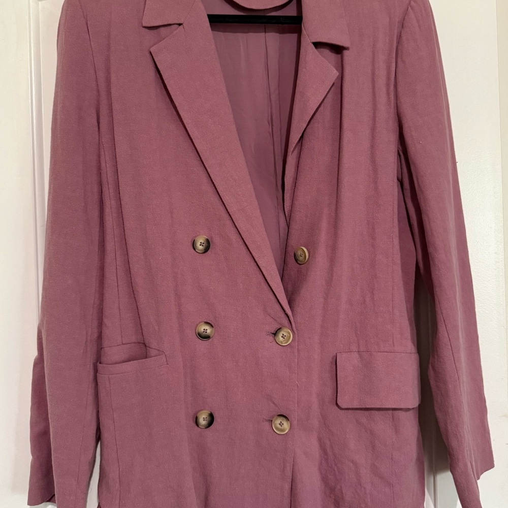 Women's Pink Double-Breasted Blazer
